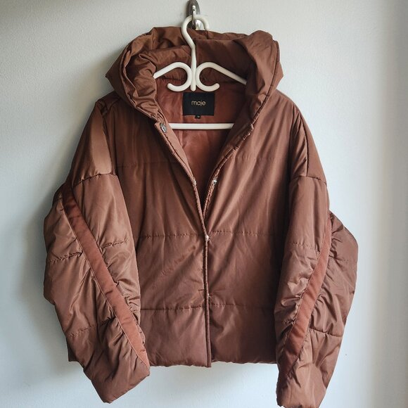 MAJE Gueli Puffer Cocoon Jacket in Mocha Mousse - OS - Picture 2 of 16